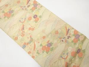 アンティーク　鳳凰に菊・牡丹・楓模様織り出し袋帯（材料）